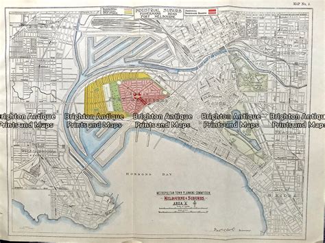 Antique Map Melbourne Showing Industrial Suburbs C1925 Ref 237 085