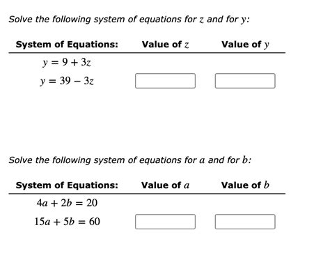 solved solve the following system of equations for z and for