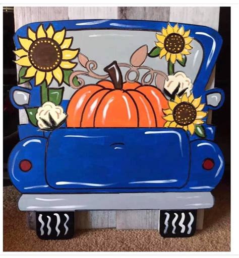 Fall Truck Unfinished Wood Cutout Paint By Line Truck Crafts Fall