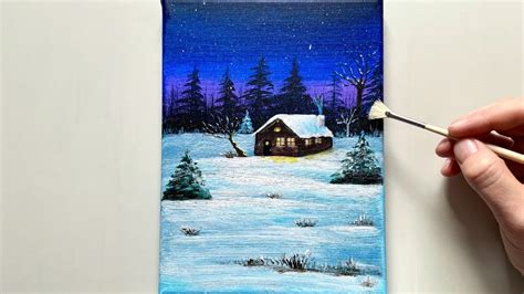 Falling Snow Acrylic Painting Tutorial Step By Step Youtube