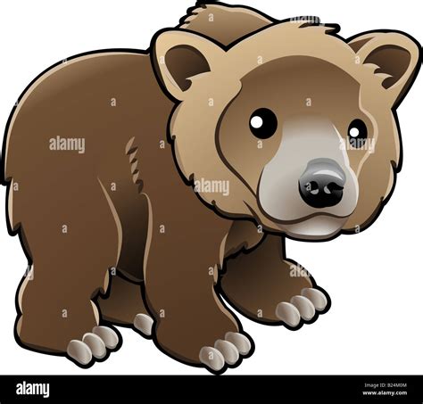 Illustration Of A Cute Grizzly Brown Or Kodiak Bear Stock Photo Alamy