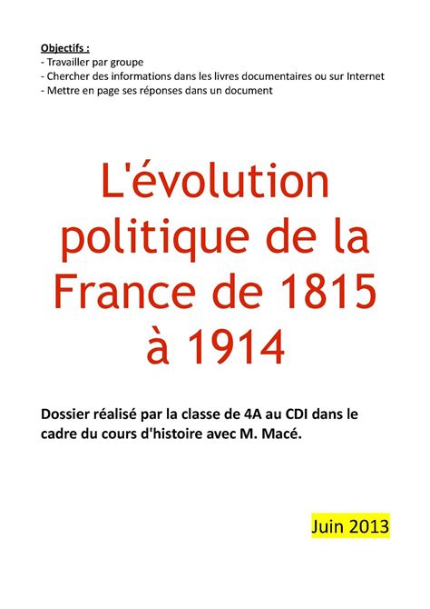 Calaméo Levolution Politique De La France De1815 à 1914 Livre De