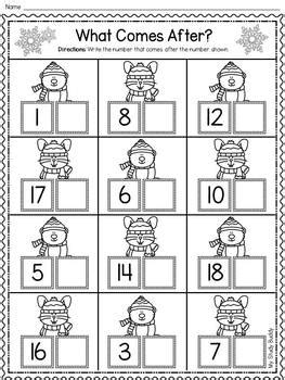 Winter Activities: Numbers 1-20 (Winter Math Worksheets for Kindergarten)
