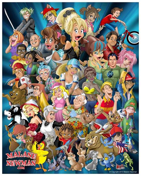 Compilation Of Several Cartoon Characters Designed By Malane Newman Cartoon Character Design