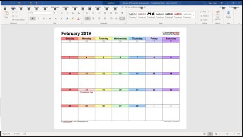 Calendar Template Microsoft Word • Printable Blank Calendar Template