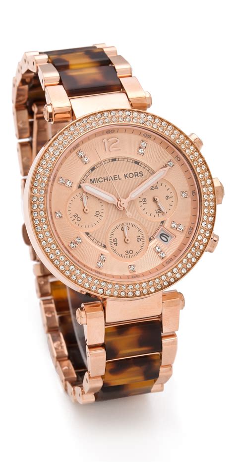 Rose gold watches are the epitome of femininity, thanks to their subtle colour and sophisticated appeal. Michael kors Parker Glitz Chronograph Watch - Tortoise ...