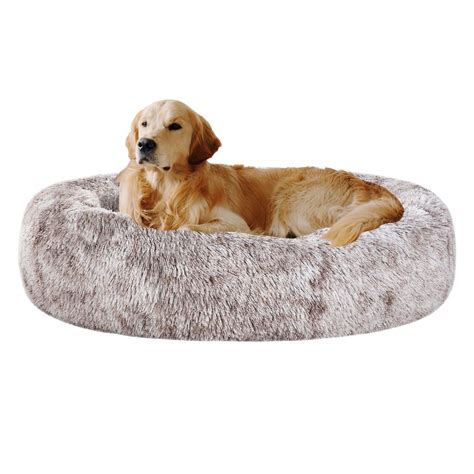 Coohom Oval Calming Donut Cuddler Dog Bedshag Faux Fur Cat Bed