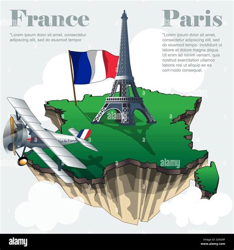 France Country Infographic Map In 3d With Country Shape Flying In The
