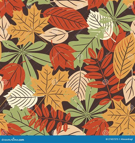 Retro Seamless Pattern With Autumn Leaves Royalty Free Stock Photo