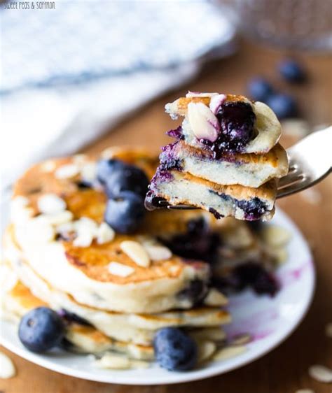 Extra Fluffy Blueberry Almond Pancakes Greek Yogurt Recipe Almond
