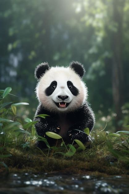 Premium Ai Image Cute Panda Bear Portrait