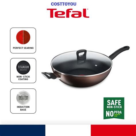 Tefal Day By Day Wokpan With Lid 32cm Non Stick Cookware Titanium Non