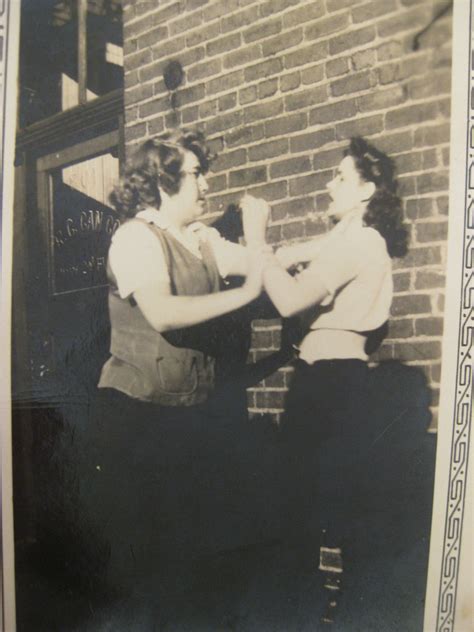 two women fist fighting outside my grandmother s work c 1942 kind of surprised she didn t get