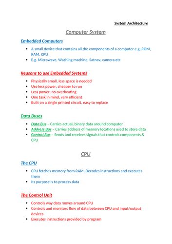 Gcse Ocr Computer Science 9 1 Revision Notes Teaching Resources