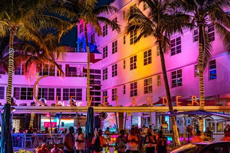 Miami Beach Florida Usa Night Life In South Beach Precinct