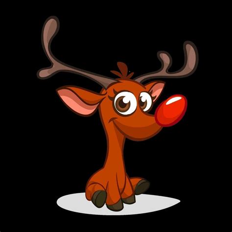 Funny Cartoon Red Nose Reindeer Christmas Vector Illustration Isolated