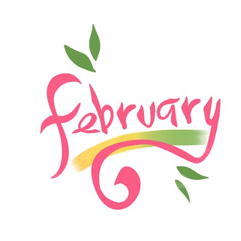 February Png Transparent Pink February Green Month Lettering Cute