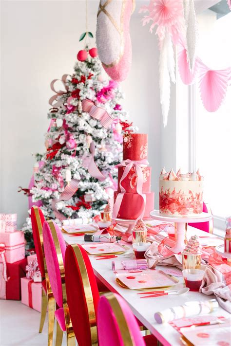 Our Bright Red And Pink Holiday Table Party Set Up For Our Nutcracker
