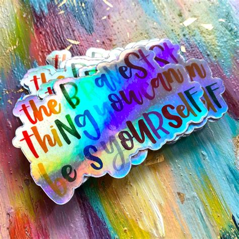 Be Yourself Rainbow Durable And Weatherproof Holographic Etsy