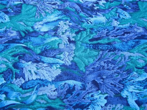 Ocean Coral Blue Pattern Fabric Watercolour Ocean Print Printing On