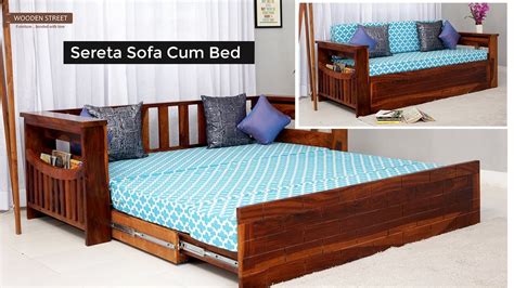 Royaloak zita wooden sofa 1s in brown color cushio. Sofa Cum Bed - Sereta Sofa Cum Bed Online @ Wooden Street - YouTube