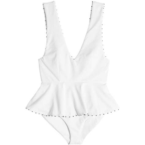 Marysia Peplum Swimsuit 405 Liked On Polyvore Featuring Swimwear One Piece Swimsuits White