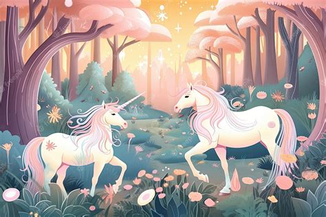 Premium Photo Fairy Tale Forest With Unicorns Ai Generative