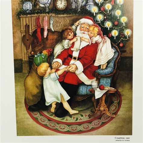 Santa Claus Christmas Art Print Vintage Victorian Style Caffco 1991