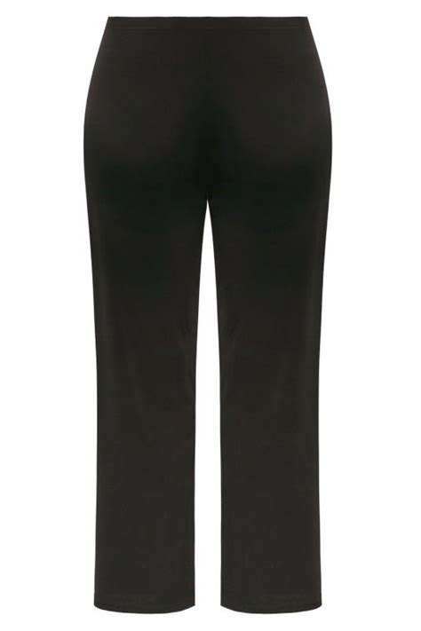 Plus Size Black Pull On Ribbed Bootcut Trousers Yours Clothing