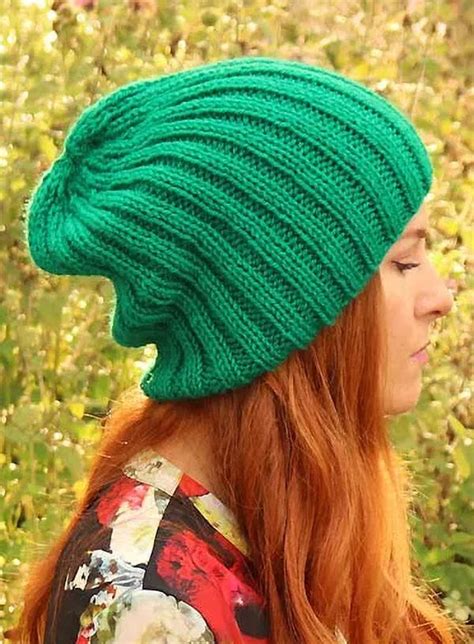 Free Knitting Pattern For Ribbed Slouch Beanie Slouchy Beanie Knit Pattern Knitted Hats