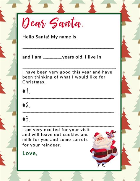 Printable Instant Download Dear Santa Letter Christmas Cards Paper