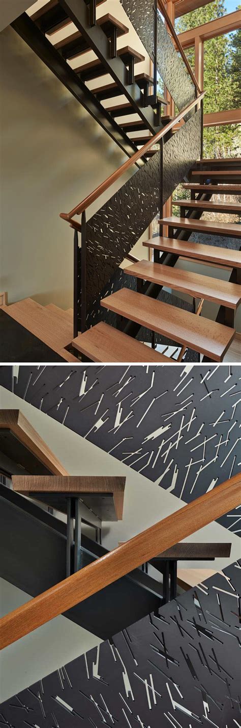 This Creative Metal Stair Railing Has Designs On It That Make It