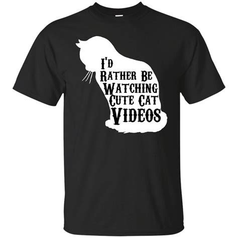 Custom Design T Shirts Mens Cute Cat Videos Crew Neck Short Sleeve