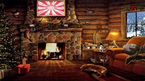Free Download Christmas Cottage With Yule Log Fireplace