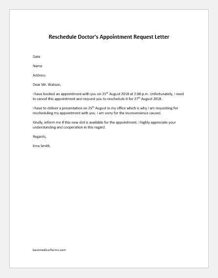 5 Doctor Appointment Letters For All Situations Printable Medical