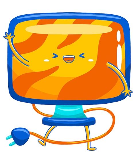 Premium Vector Computer Mascot Character In Flat Cartoon Style