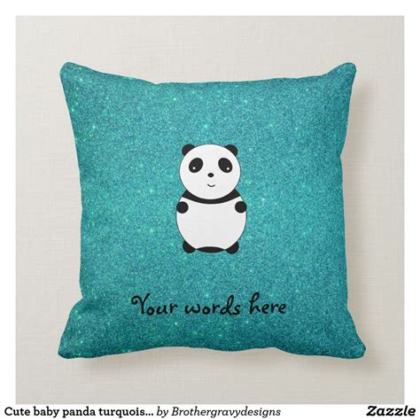 Cute Baby Panda Turquoise Glitter Throw Pillow Zazzle