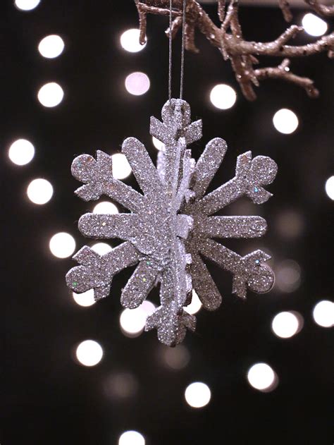 Glittered Snowflake Ornament Silver The Weed Patch