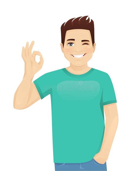 Young Man Gesturing Ok Sign Stock Vector Illustration Of Cartoon