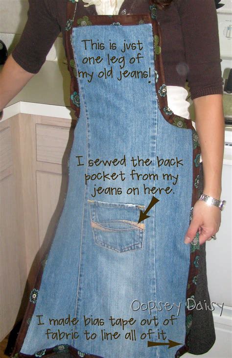 An Apron Out Of Old Jeans Leg Use The Back Pocket As A Pocket On The