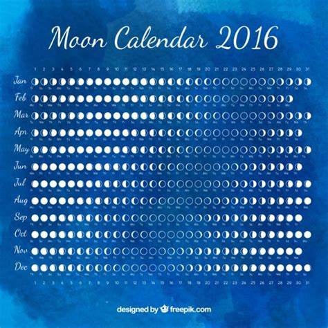 Blue Watercolor Moon Calendar Vector Free Download