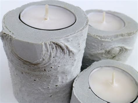 Concrete Birch Candle Holders Set Of Three