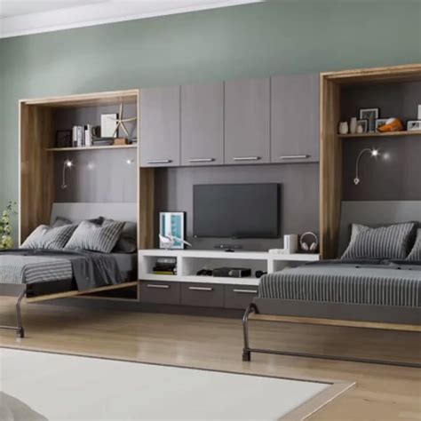 Two Wall Murphy Bed For Living Space With Tv Storage Video Bedroom
