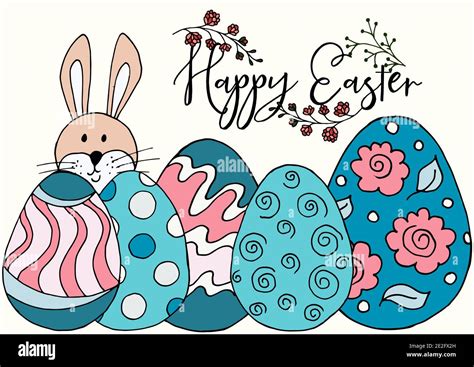 easter bunny easter illustration holiday card wrapping background easter poster happy