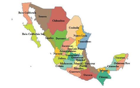 Provincias De México Mapa Mapa De México Provincias América Central