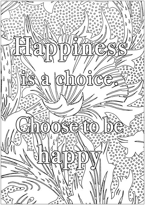 Happiness Is A Choice Chose To Be Happy Art Adult Coloring Pages