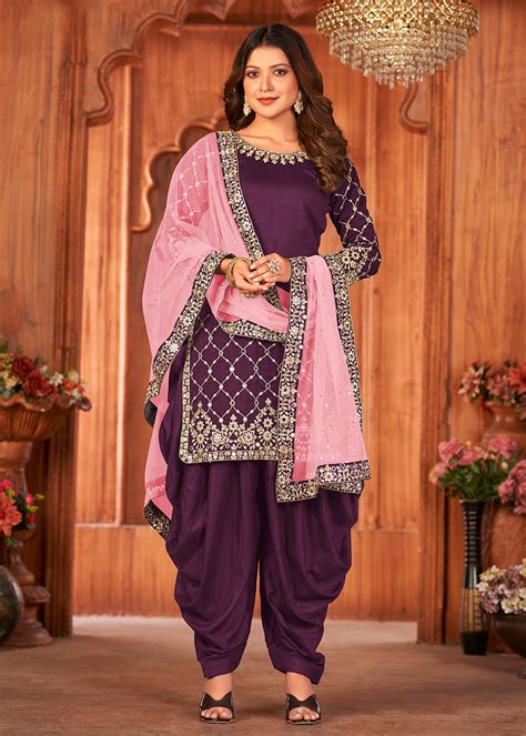 Purple Patiyala Punjabi Suit Dial N Fashion Ph