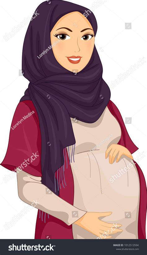 Illustration Of A Pregnant Muslim Girl Wearing Hijab Fashion Illustration Sketches