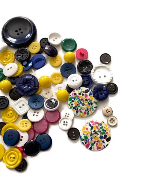 Mixed Bag Of Plastic Buttons Various Sizes And Shapes Etsy