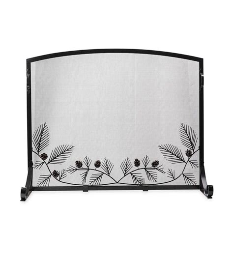 Pine Cone Flat Guard Fireplace Screen Large Black Plow And Hearth